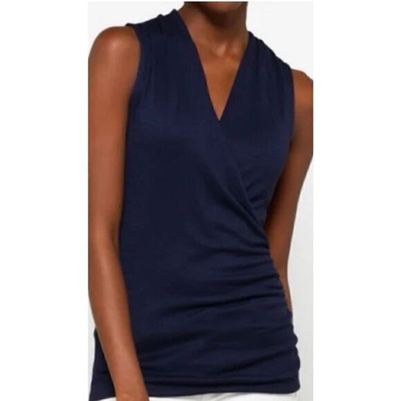 NEW 41Hawthorn Benny Navy Knit Sleeveless Wrap Top Size XL Career, Casual, Date - Picture 1 of 11